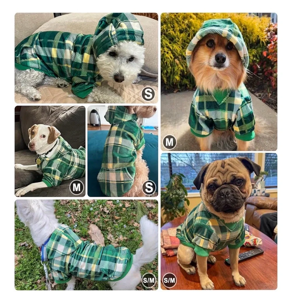 Green Plaid Dog Hoodie